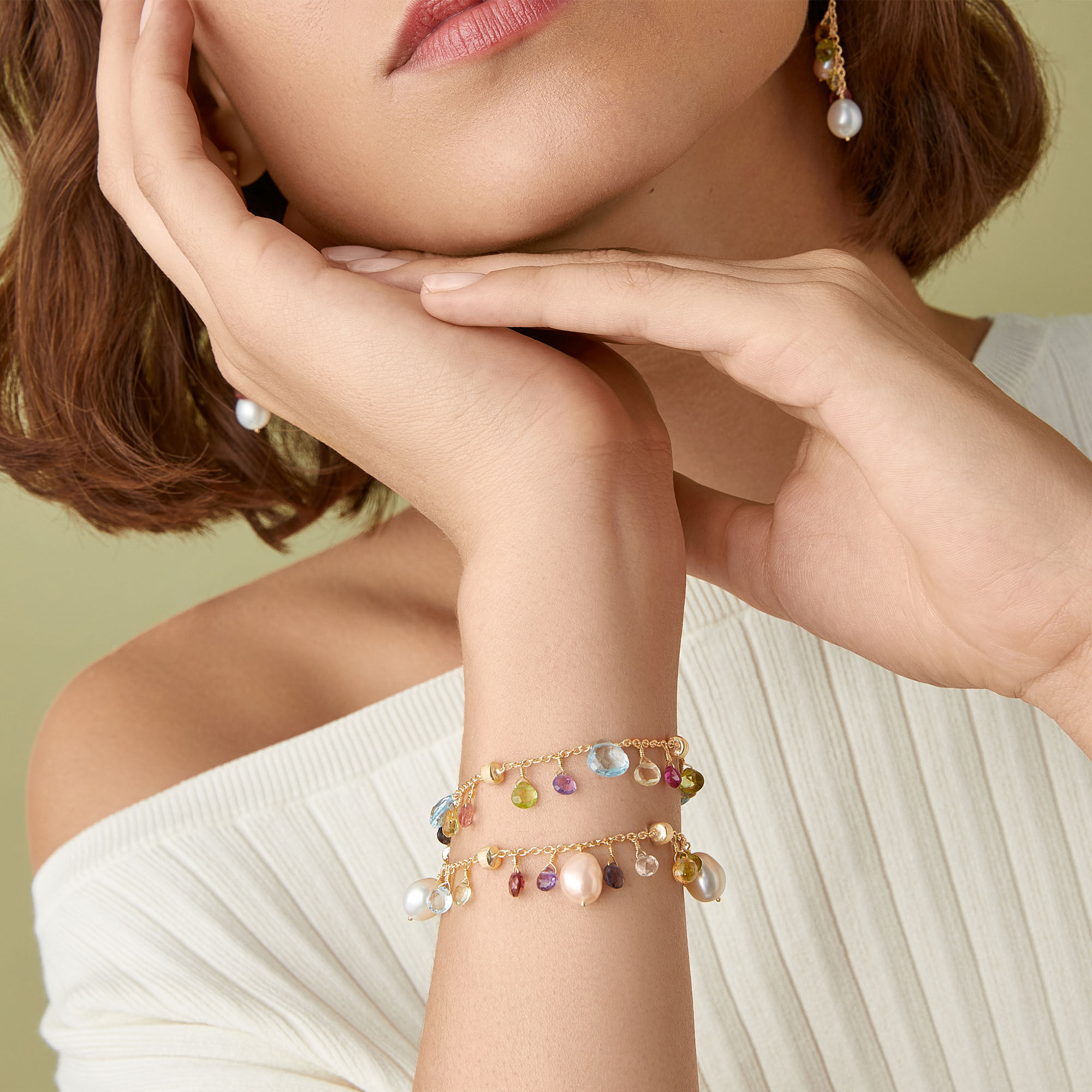Gold bracelet with semi precious stones clearance